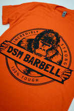 Load image into Gallery viewer, DSM Barbell Club Gorilla Crew T-Shirt Orange