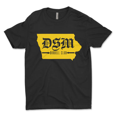 DSM Barbell Club Iowa T-Shirt Black/Gold