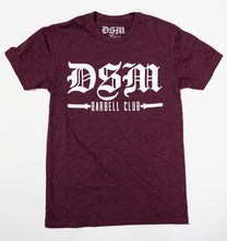 Load image into Gallery viewer, DSM Barbell Club OG T-Shirt Burgandy