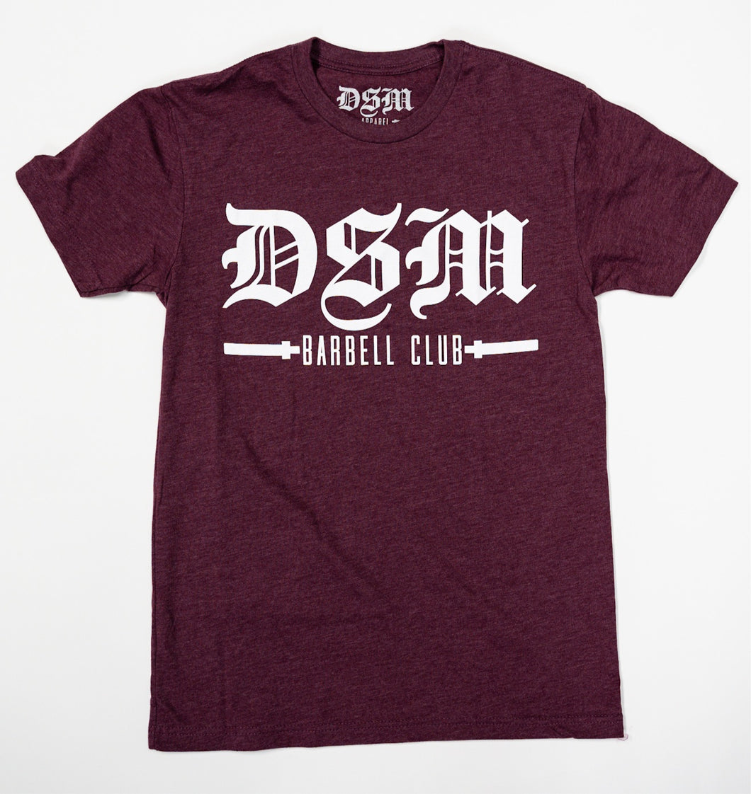 DSM Barbell Club OG T-Shirt Burgandy
