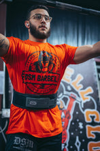Load image into Gallery viewer, DSM Barbell Club Gorilla Crew T-Shirt Orange