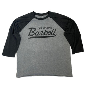 DSM Barbell Club Script Baseball T-Shirt