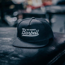 Load image into Gallery viewer, DSM Barbell Club Script Snapback Hat